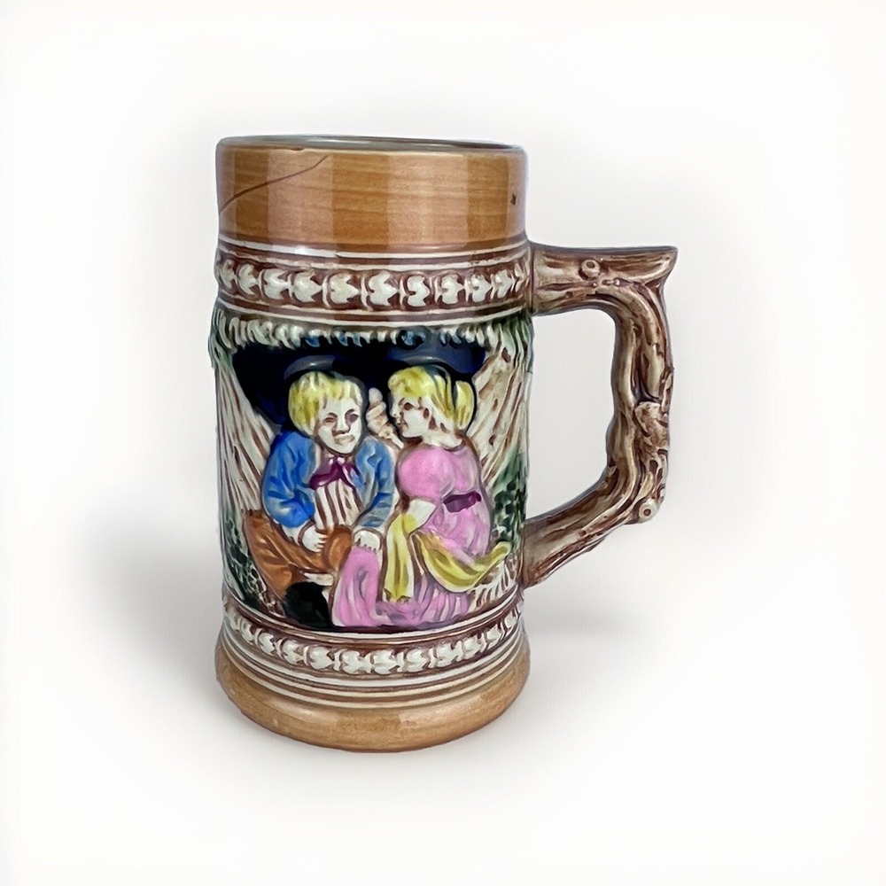 Vintage German-Style Beer Stein Mug Made in Japan Mid-Century Happy‎ Couple Cup